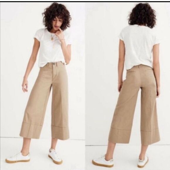 Madewell Langford Wide-Leg Crop Pants in Light Latte in Size 26